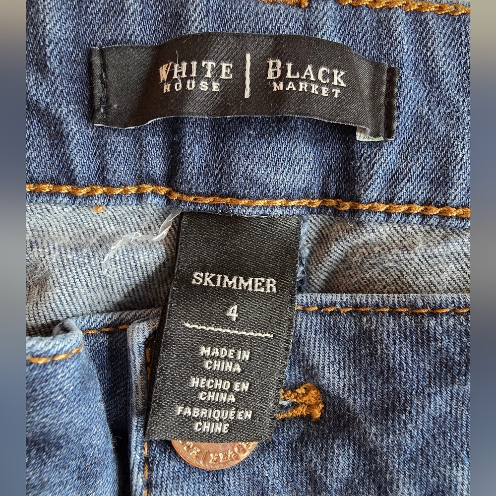 WHBM Sz 4 Skimmer Skinny Jeans Blue Stretch Casual Designer Bx-3157 - Picture 2 of 5